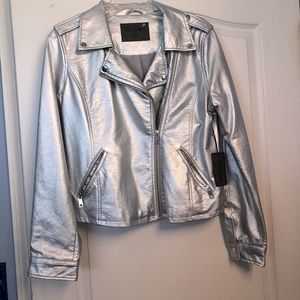 NWOT-Ci Sono By Cavalini-Faux Leather Moto Jacket